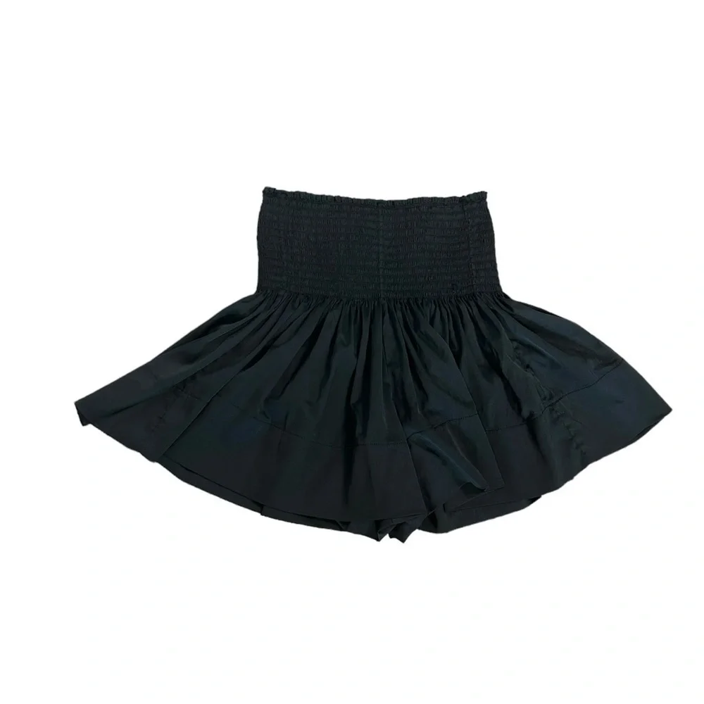 Natural Life Black Smocked Waist Daisy High Waist Silky Shorts Women’s Sz Small